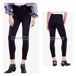 Free People Black Wash Mid-rise Skinny Jeans